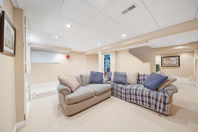 6180 Storm Haven Ct, Lewis Center, OH 43035 - carpeted living room with a drop ceiling, baseboards, and recessed lighting