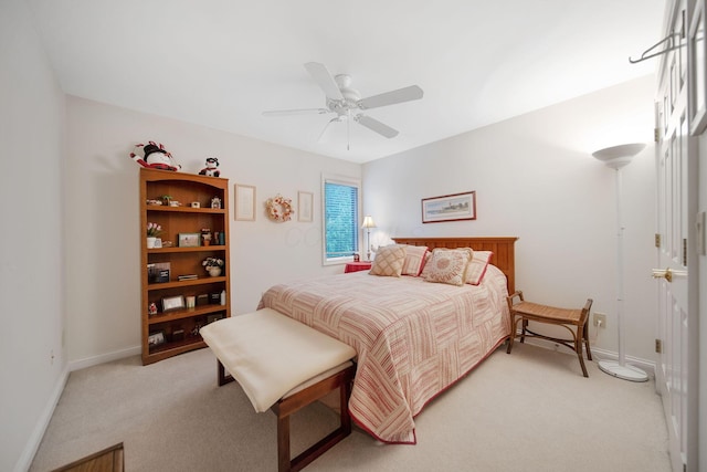 6180 Storm Haven Ct, Lewis Center, OH 43035 - bedroom with light colored carpet, ceiling fan, and baseboards