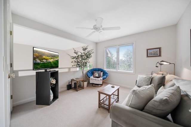 6180 Storm Haven Ct, Lewis Center, OH 43035 - living room with baseboards, a ceiling fan, and carpet