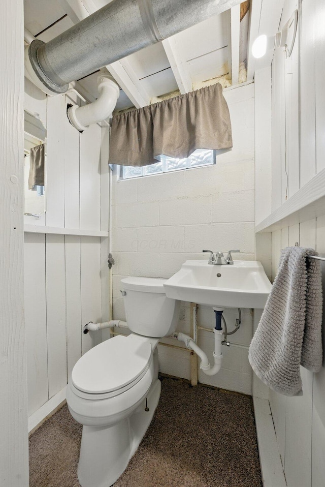 half bathroom featuring toilet and healthy amount of natural light