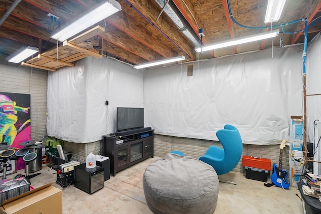 view of unfinished basement