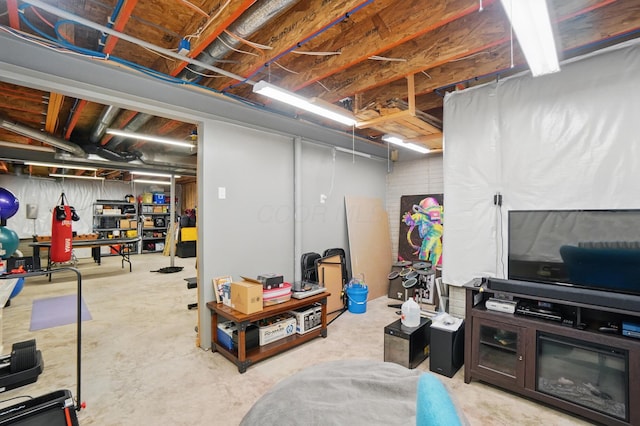 view of unfinished basement