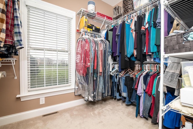 spacious closet with visible vents