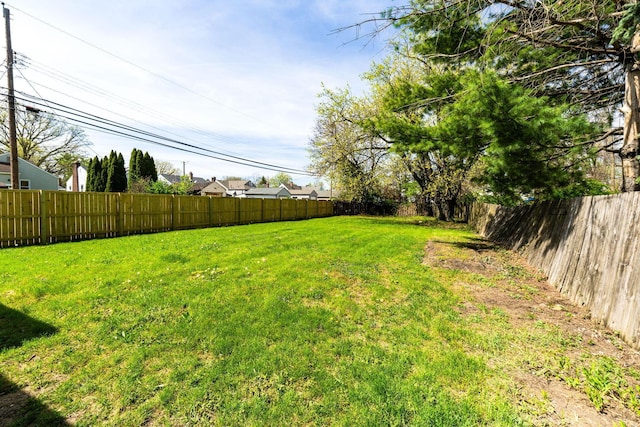 view of yard featuring a fenced backyard