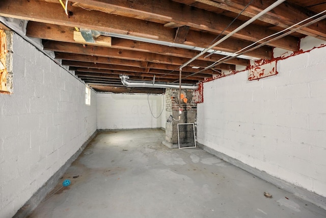 view of unfinished basement