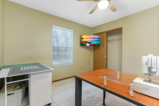 1616 Saddlebrook Dr, Heath, OH 43056 - office area with a ceiling fan, baseboards, and light carpet