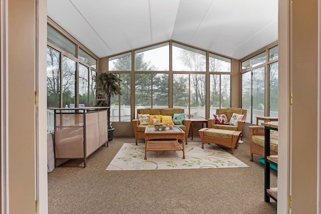1616 Saddlebrook Dr, Heath, OH 43056 - sunroom / solarium featuring vaulted ceiling, floor to ceiling windows, and carpet flooring
