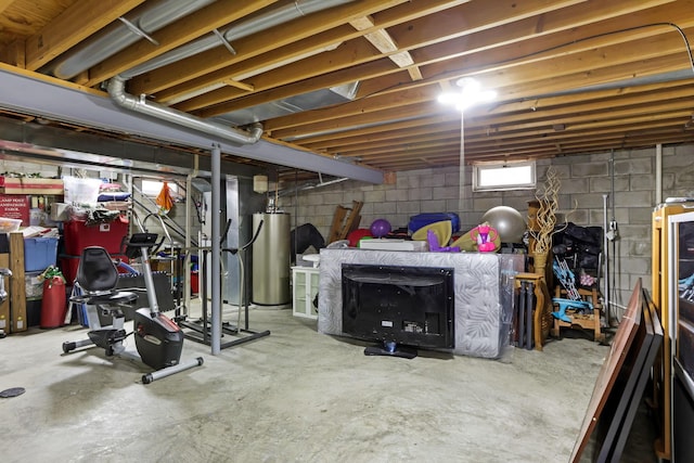 1616 Saddlebrook Dr, Heath, OH 43056 - basement with gas water heater and concrete block wall