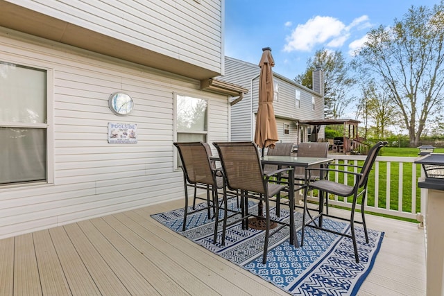 1616 Saddlebrook Dr, Heath, OH 43056 - wooden terrace with outdoor dining area and a yard