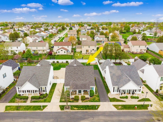 drone / aerial view featuring a residential view