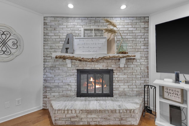 757 State Rte 61, Sunbury, OH 43074 - interior details featuring a fireplace, wood finished floors, and crown molding