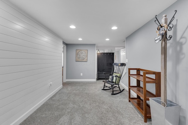 757 State Rte 61, Sunbury, OH 43074 - sitting room with wooden walls, recessed lighting, carpet flooring, and baseboards