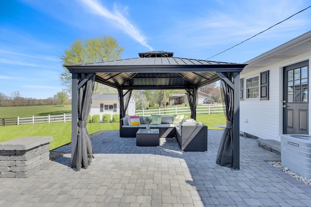757 State Rte 61, Sunbury, OH 43074 - view of patio featuring outdoor lounge area, a gazebo, central AC unit, and fence