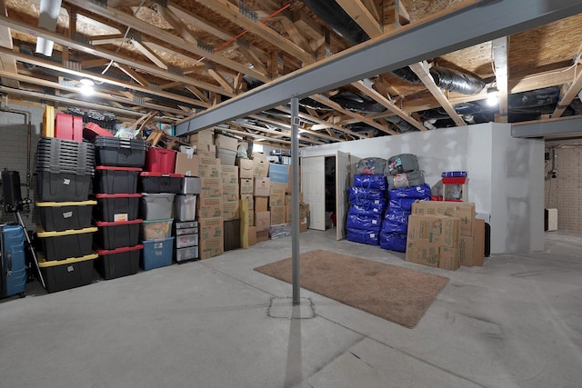 view of unfinished basement