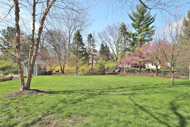 view of yard with an outbuilding