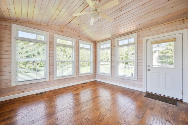 unfurnished sunroom featuring visible vents and a healthy amount of sunlight