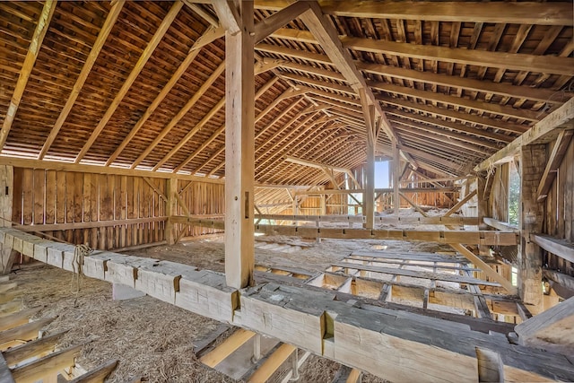 view of unfinished attic
