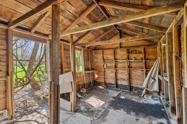 misc room with vaulted ceiling