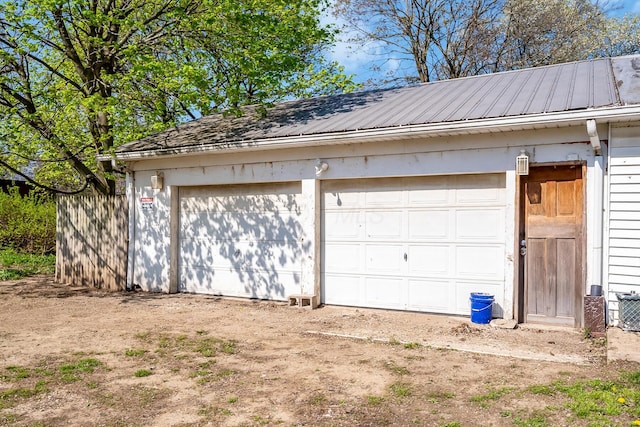 view of detached garage