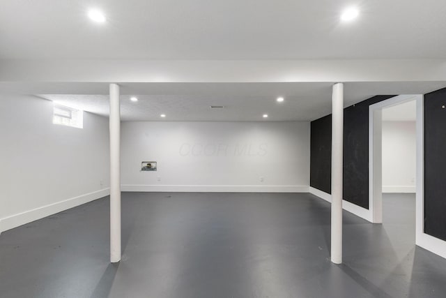 250 E Park St, Westerville, OH 43081 - below grade area featuring baseboards and recessed lighting