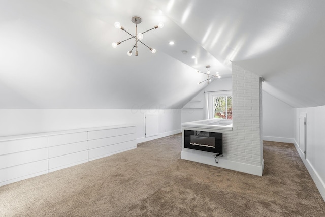 250 E Park St, Westerville, OH 43081 - bonus room with a chandelier, baseboards, carpet floors, and lofted ceiling
