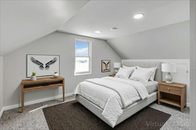 3907 Condit Rd, Sunbury, OH 43074 - bedroom with vaulted ceiling, carpet flooring, and baseboards