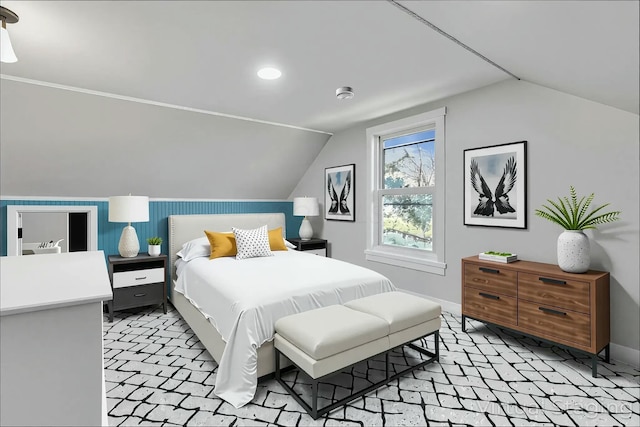3907 Condit Rd, Sunbury, OH 43074 - bedroom featuring lofted ceiling, baseboards, and recessed lighting
