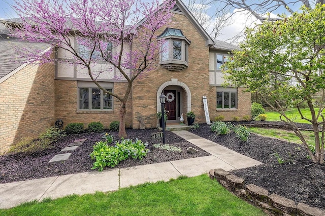 tudor house with brick siding