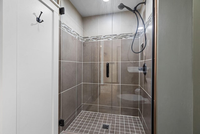 bathroom with a stall shower