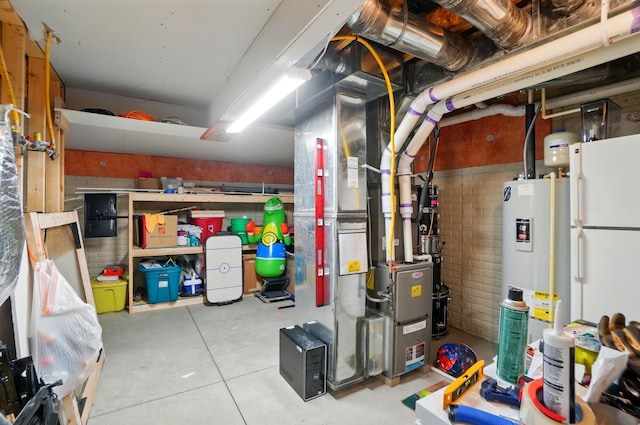 utility room with water heater