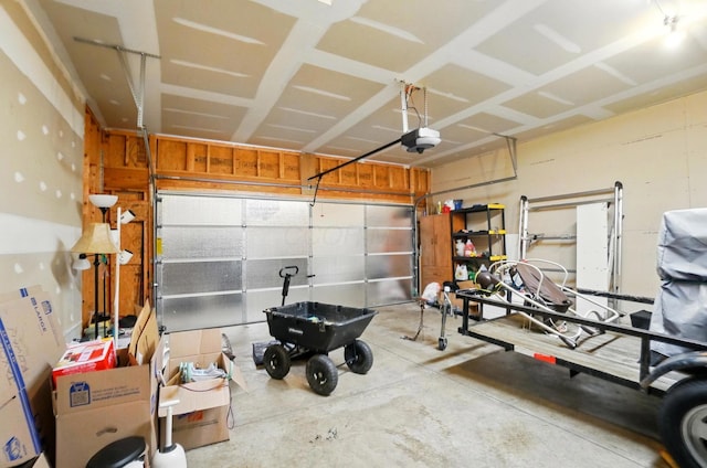 garage with a garage door opener