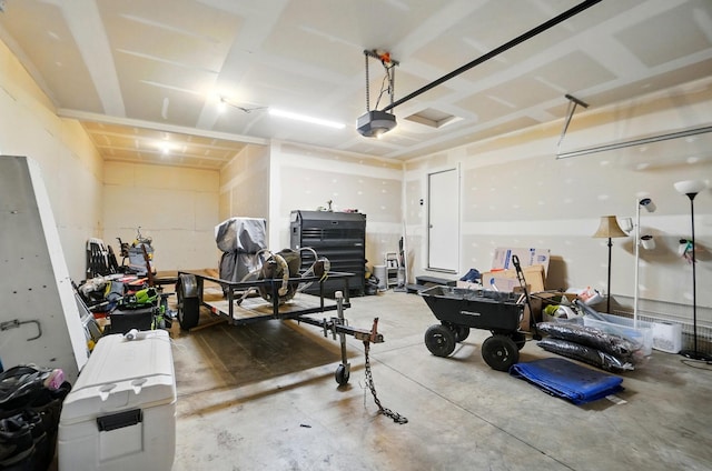 garage with a garage door opener