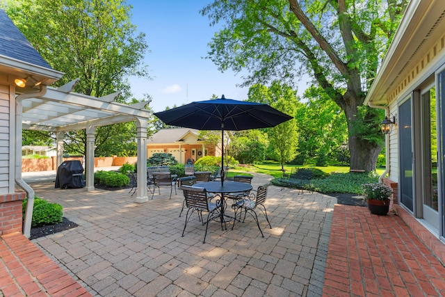 4318 Lyon Dr, Upper Arlington, OH 43220 - view of patio with a pergola, outdoor dining area, and a grill