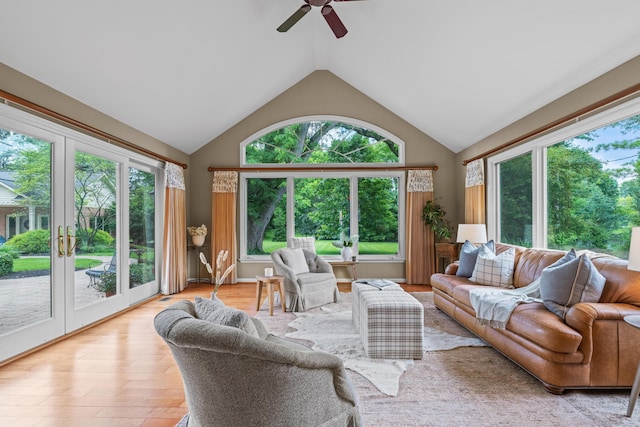 4318 Lyon Dr, Upper Arlington, OH 43220 - living area featuring lofted ceiling, ceiling fan, and wood finished floors