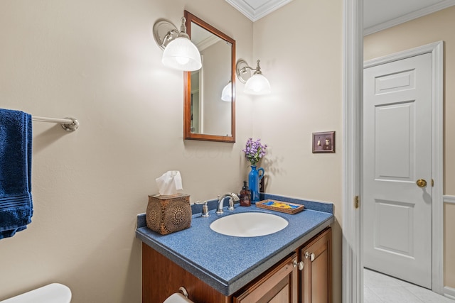 4318 Lyon Dr, Upper Arlington, OH 43220 - bathroom featuring vanity, crown molding, and tile patterned flooring