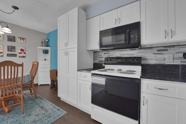 625 Country Club Dr Unit B14, Newark, OH 43055 - kitchen with white cabinetry, black microwave, dark countertops, electric range, and dark wood finished floors