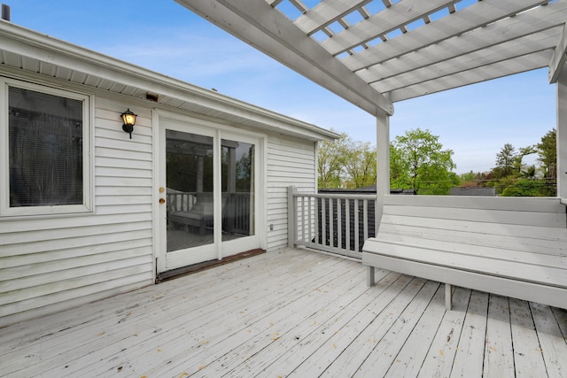 wooden terrace featuring a pergola