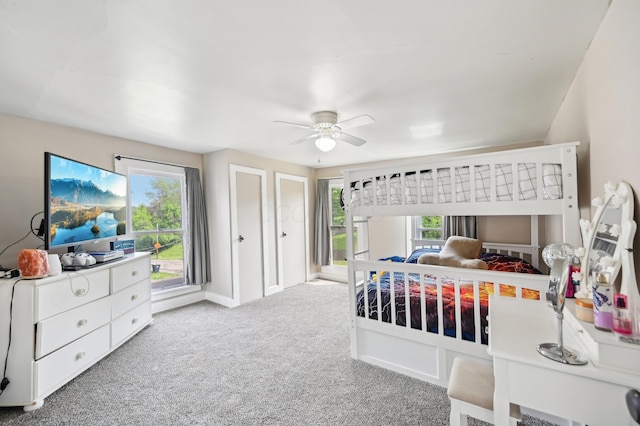 401 S 2nd St, Newark, OH 43055 - bedroom with baseboards, access to outside, carpet, and a ceiling fan