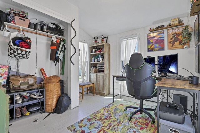 704 E High St, Mount Vernon, OH 43050 - home office featuring wood finished floors and lofted ceiling