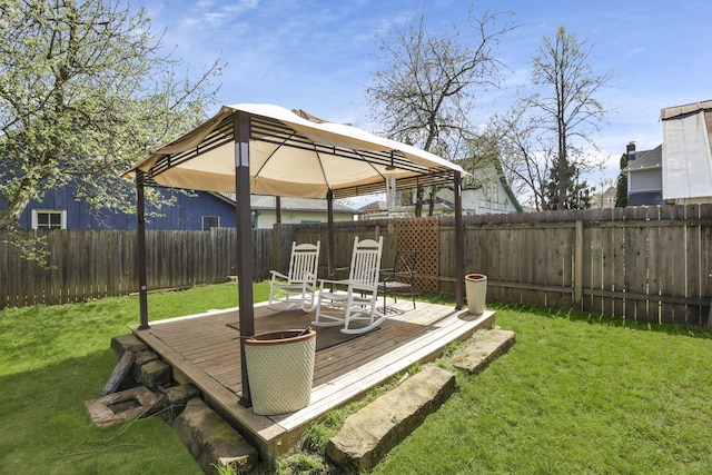 704 E High St, Mount Vernon, OH 43050 - view of yard with a fenced backyard, a gazebo, and a deck