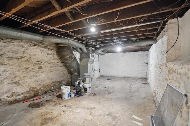 view of unfinished basement