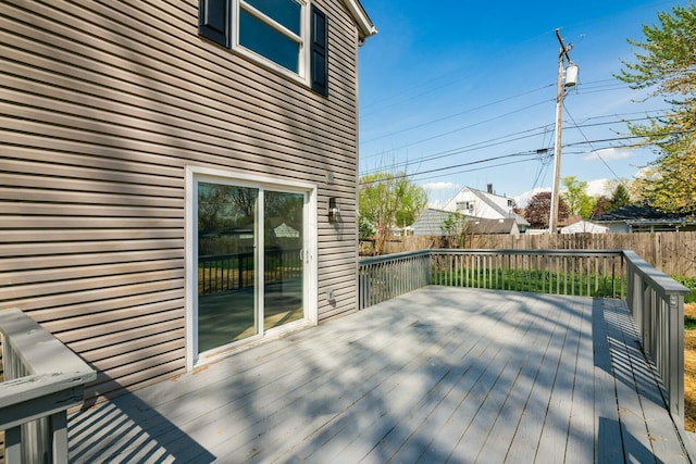 deck with a fenced backyard