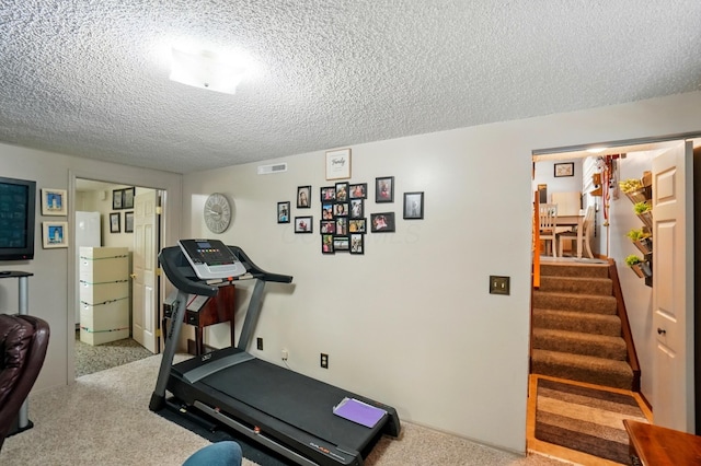 2680 Mellowbrook St, Columbus, OH 43232 - workout area with a textured ceiling and carpet floors