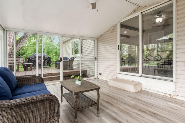 1123 Firth Ave, Worthington, OH 43085 - sunroom with a ceiling fan and lofted ceiling