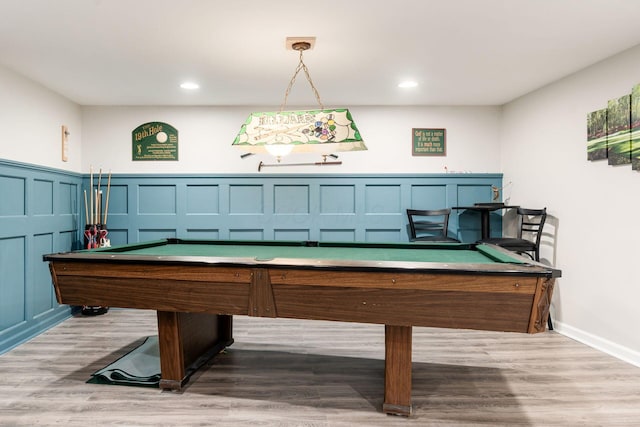 1123 Firth Ave, Worthington, OH 43085 - game room featuring pool table, wood finished floors, recessed lighting, a decorative wall, and a wainscoted wall