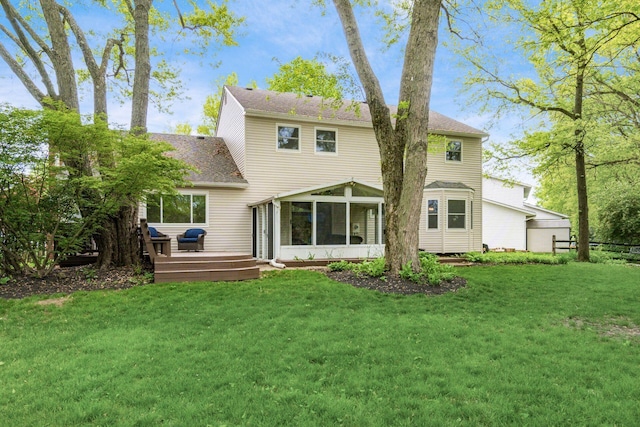 1123 Firth Ave, Worthington, OH 43085 - back of house featuring a sunroom, a deck, and a shingled roof