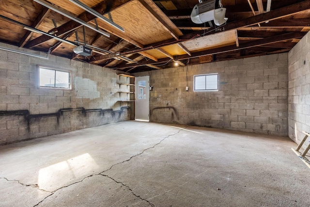 below grade area featuring a garage