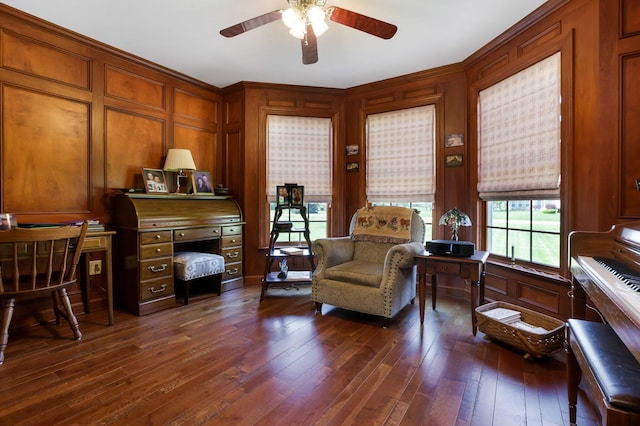4690 Arrowhead Dr NW, Carroll, OH 43112 - office space featuring ceiling fan and dark wood finished floors