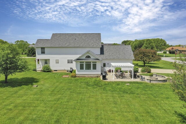 4690 Arrowhead Dr NW, Carroll, OH 43112 - back of property featuring a pergola, a yard, a patio, and a shingled roof