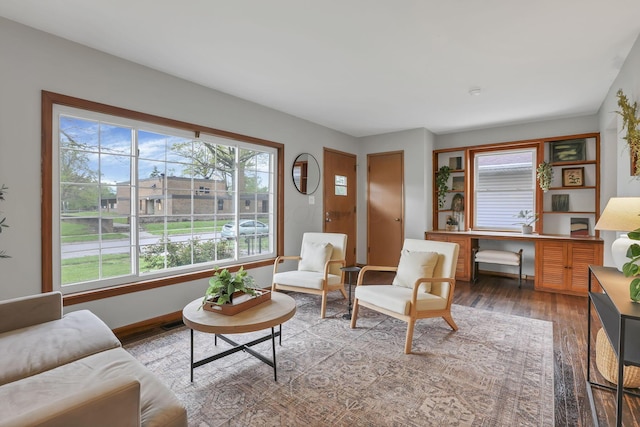 living area featuring wood finished floors